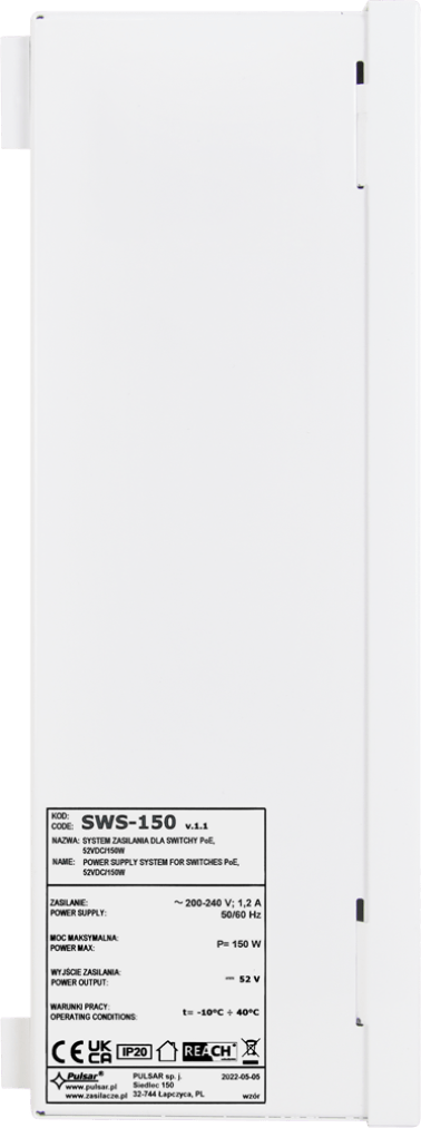 Sistema di alimentazione per switch poe, 52vdc/150