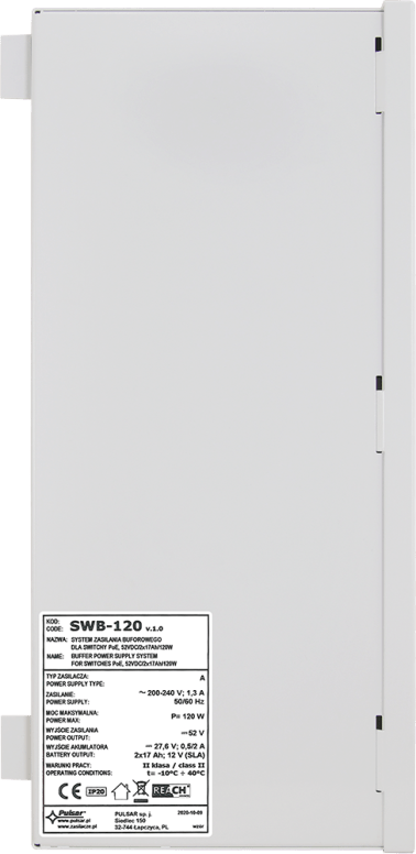 Sistema di alim.ne x switch poe, 52vdc/2x17ah/120w