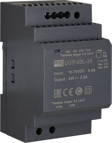 Convertitore ddr 24v/60w/2.5a dc/dc  for din rail