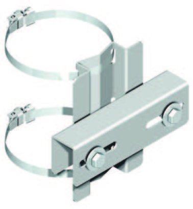 Supporto con doppia fascetta per pali Ø 60 ÷ 90