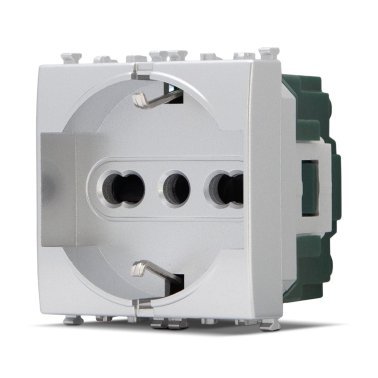 Presa schuko unel 2.0 (16a-250v) t2 615a alluminio