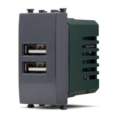 Doppia presa usb 2a t2 621n nero