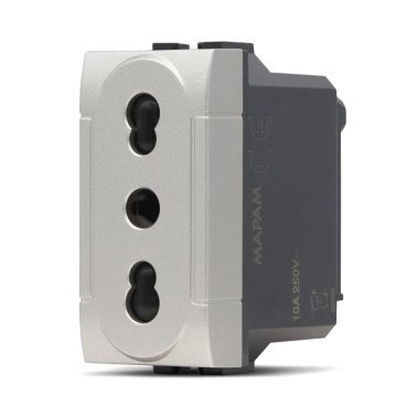 Presa bivalente (16a-250v) art 818a 2p alluminio -