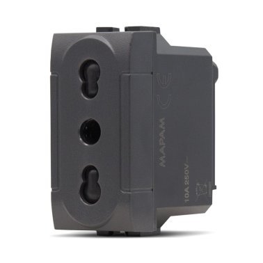 Presa bivalente (16a-250v) art 818n 2p nero -