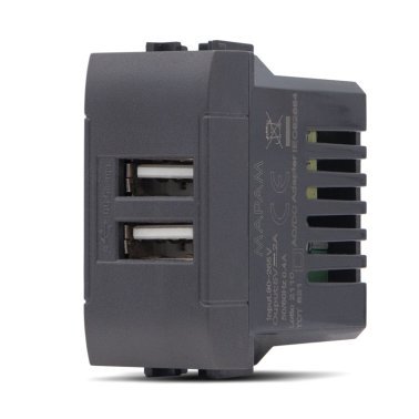 Doppia presa usb 2a 821n art nero