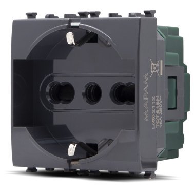 Presa schuko unel 2.0 (16a-250v) gem 615n nero -