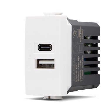 Presa usb a+c t3-joy bianca