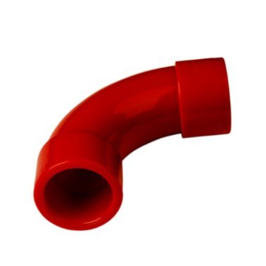 Curva 90° in abs di colore rosso diametro 25mm.