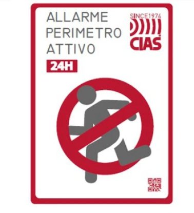 Cartello informativo allarme perimetro attivo da