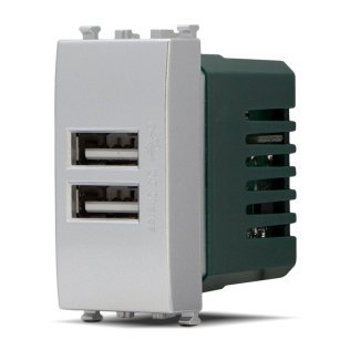 Doppia presa usb 2a t2 621a alluminio