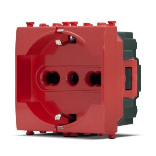 Presa schuko unel 2.0 (16a-250v) t2 615r . rosso