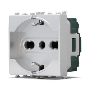 Presa schuko unel 2.0 (16a-250v) t2 615a alluminio