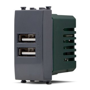 Doppia presa usb 2a t2 621n nero