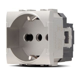 Presa schuko unel (16a-250v) art 814a alluminio -