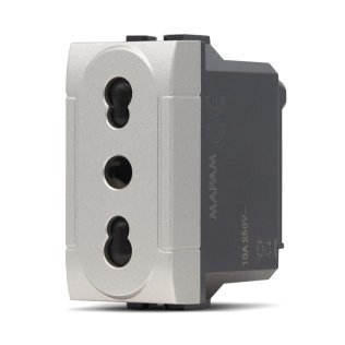 Presa bivalente (16a-250v) art 818a 2p alluminio -