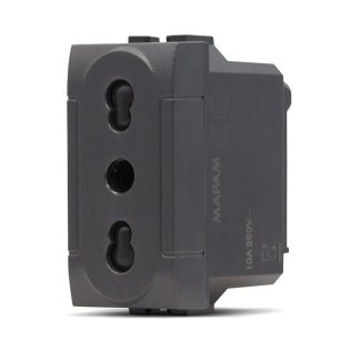 Presa bivalente (16a-250v) art 818n 2p nero -