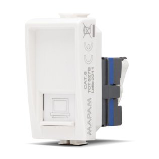 Connettore rete rj45 cat6 joy 527b bianco