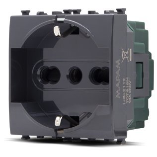 Presa schuko unel 2.0 (16a-250v) gem 615n nero -