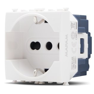 Presa schuko unel sun-t5 914b bianco