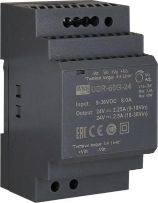 Convertitore ddr 24v/60w/2.5a dc/dc for din rail