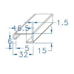 Profilo din zincato a caldo32 x 15 senza fori