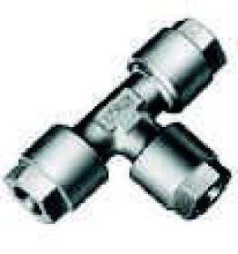 Connettore a t in acciaio per due tubi sensore