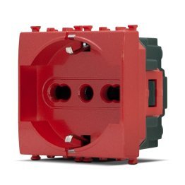 Presa schuko unel 2.0 (16a-250v) t2 615r . rosso