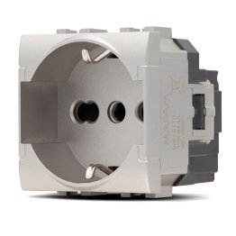 Presa schuko unel (16a-250v) art 814a alluminio -