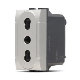 Presa bivalente (16a-250v) art 818a 2p alluminio -