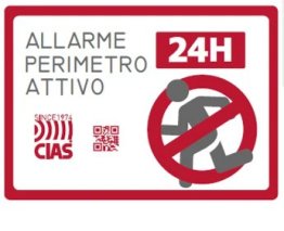 Cartello informativo allarme perimetro attivo da